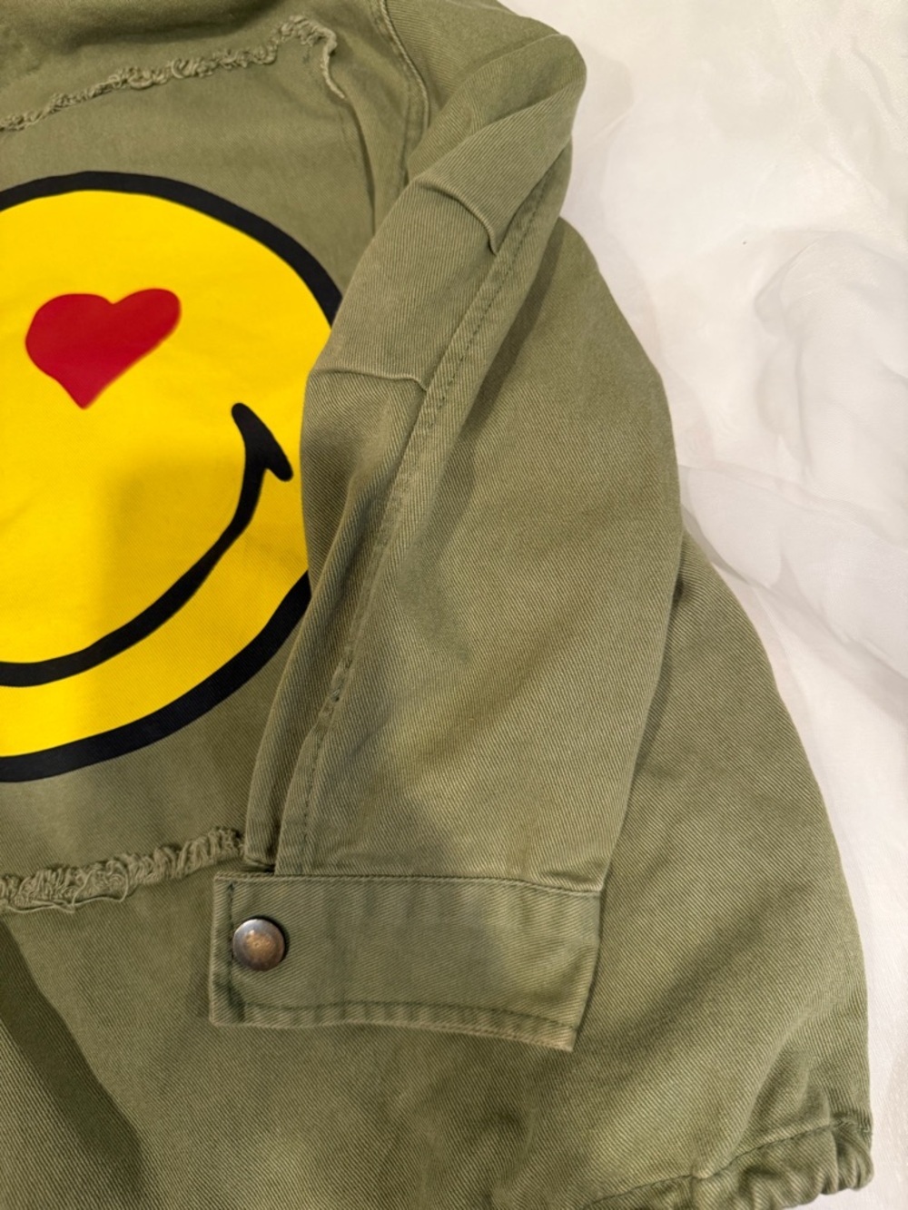 Zara Olive Green Patchwork Jean Jacket with Red & Yellow Accents - Picture 10 of 10